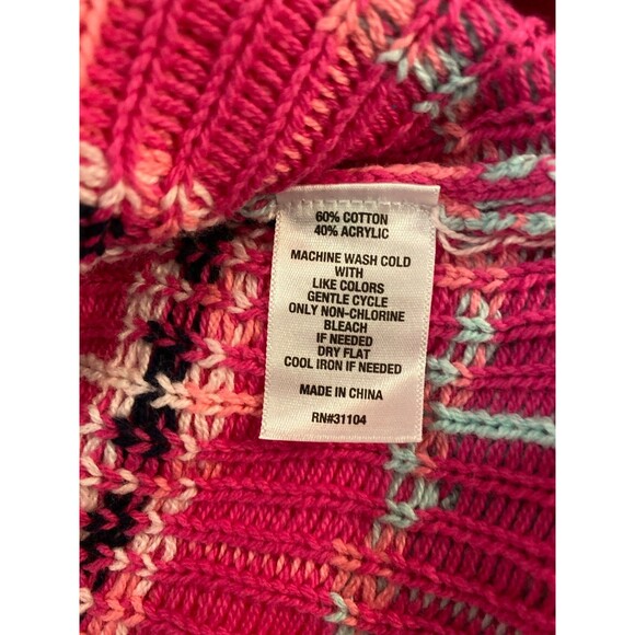 NWT Crown & Ivy Sweater Size Large Measures like 2X Magenta Pink Fair Isle Look - Picture 7 of 10